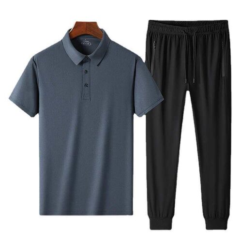 Middle-aged and Elderly Summer Mens ort-sleeved Ice Silk T-