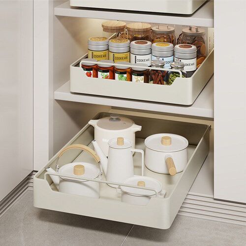 Kitchen Storage Box with Sliding Rail Pull-out Cabinet Stora