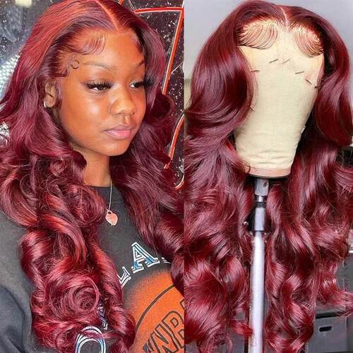 250% Body Wave Burgundy 13x6 Hd Lace Frontal Human Hair Wig