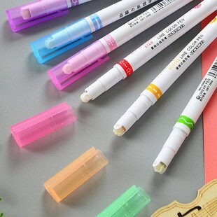 6 Colors Curve Line Marker Highlighter Pen Outline Pastel Ma
