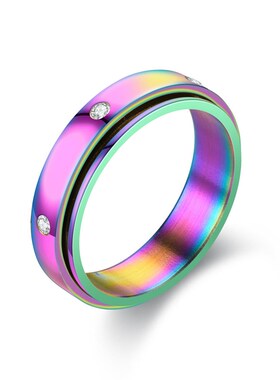 Rotatable Couples Rings with Diamonds Stainless steel rings