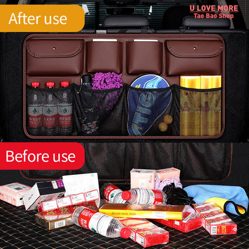 PU Leather Car Rear Seat Back Storage Bag Auto  Organizer Ba