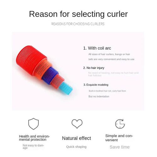 6pcs Self-Grip Hair Rollers Heatless Hair Curlers No Heat Ha