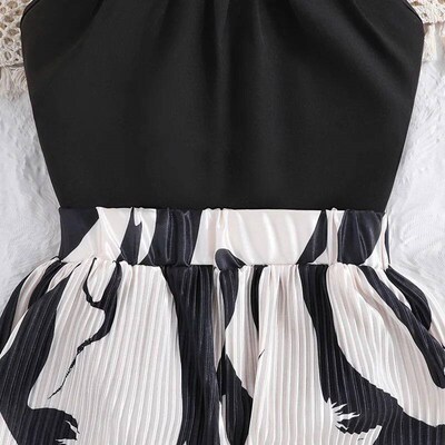 Kids Suits For Girl Black Sleeveless Top + Black Patterned P
