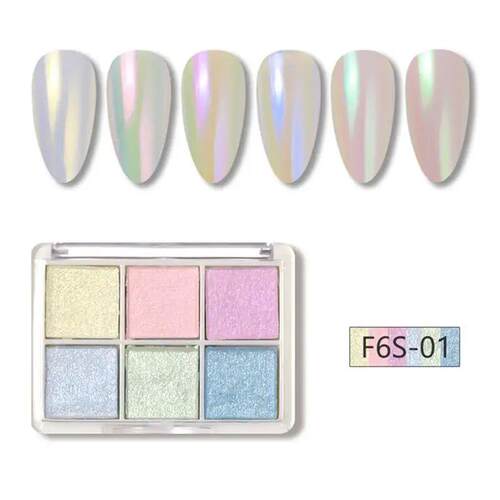 6 Colors Holographics Laser Aurora Solid Mirror Nail Glitter