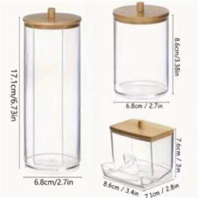 Acrylic Cotton Swab Organizer Box Portable Round Container S