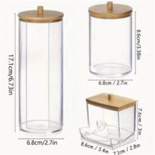 Acrylic Cotton Swab Organizer Box Portable Round Container S
