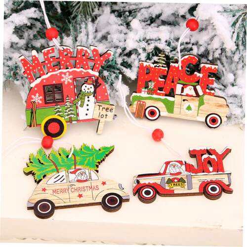 christmas decorationtree Old peoples car wooden pendant