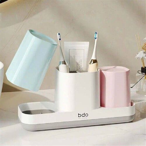 Stylish Toothbrush Holder Set With 2 Cups Compartment