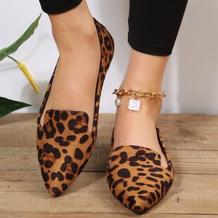 BCEBYL Loafers Flats Leopard Pointed Toe Casual Women Shoes