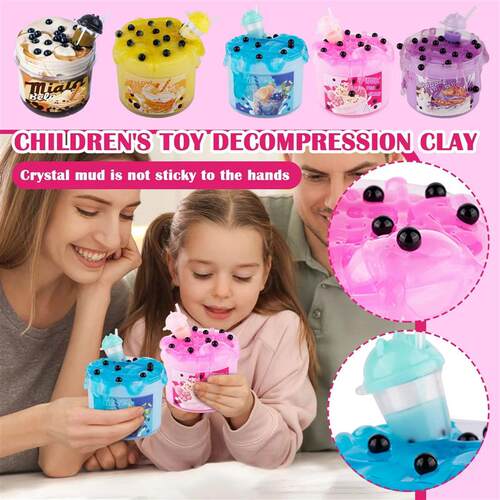 DIY Bubble Milk Tea Slime, Soft and Non-Sticky Slime, for