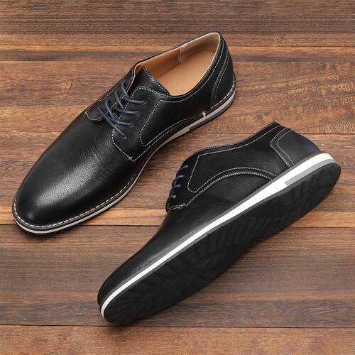 Men Casual Shoes 大尺码男士休闲鞋擦色时尚皮鞋舒适透气单鞋