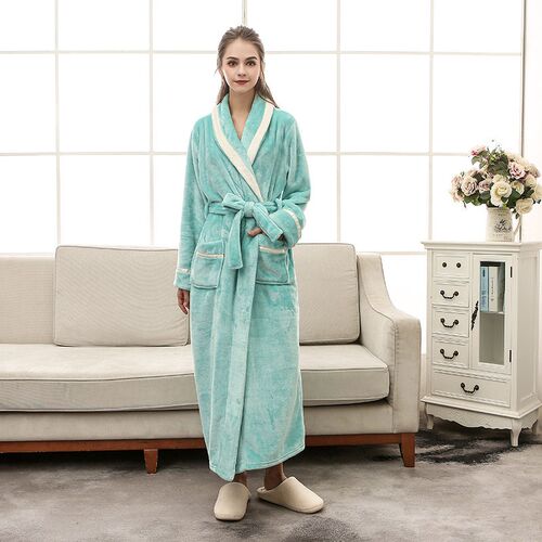 Flannel Winter Thicken Warm Female Male Coral Fleece Kimono