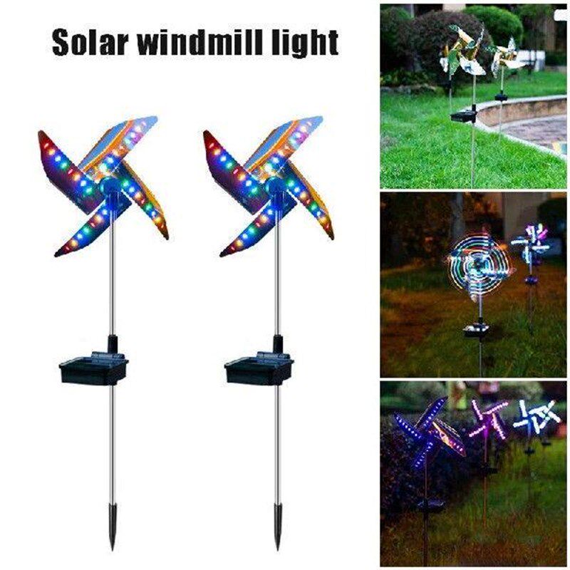 2PCS Solar Rotating Windmill Landscape Light Outdoor