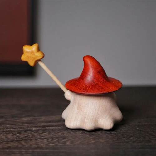 Cute Mushroom Wizard Figurine Resin Ornament Magic Wand Star