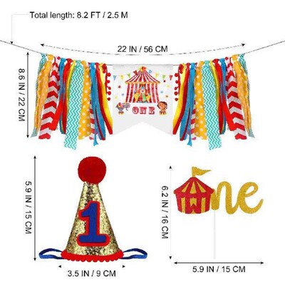 3 Pcs Number Baby Carnival Circus Theme High Chair Banner