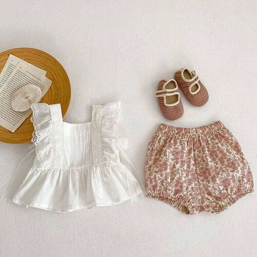2024 New Summer Newborn Baby Girls Clothing Set Flying Sleev