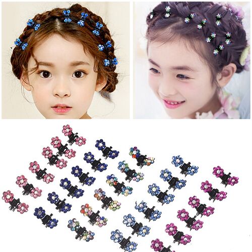 6Pcs Fashion Small Cute Crystal Flowers Metal Hair Claws Hai