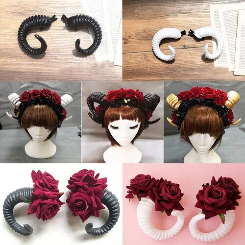 Handmade Sheep Horn Headband Hairband Accessory Demon Evil G