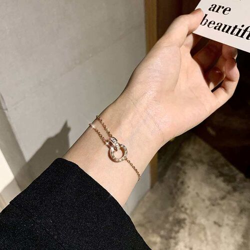 Titanium Steel Diamond-encrusted Ring Buckle Roman Numerals