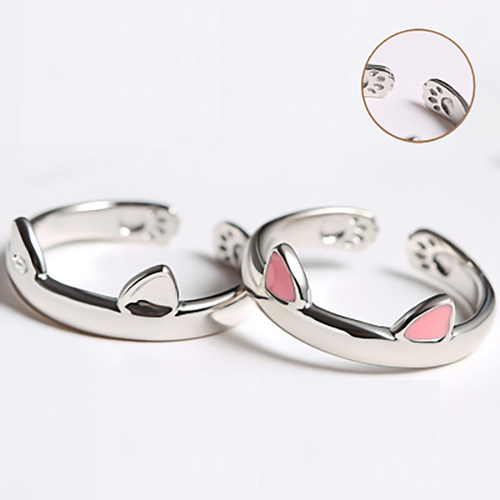 Cat Ear Finger Rings Open Design Cute Footprints Fashion Jew