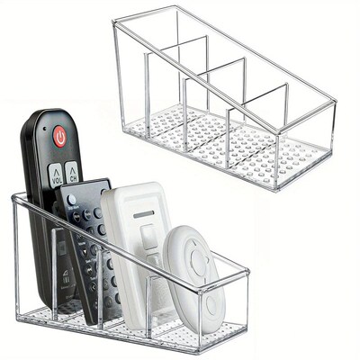 Clear Plastic Remote Control Holder and Desk Organizer with
