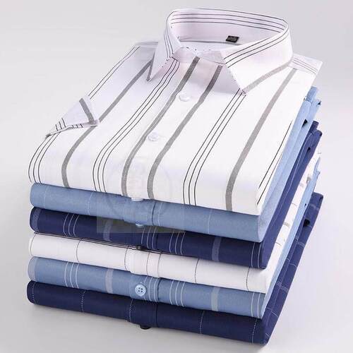 。Business short sleeved elastic shirt summer solid color bu