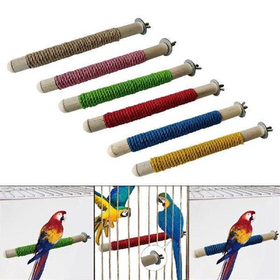 Bird Cage Branch Standing Chewing Toy Wood Bird Grinding