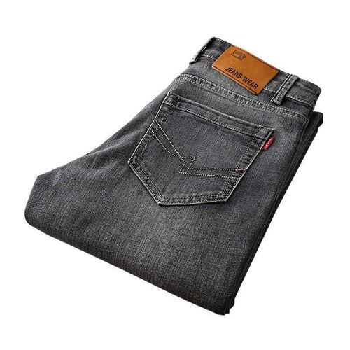 Autumn Mens Jeans Mens Loose Straight Thick Stetch All-mat