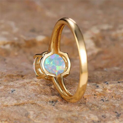 White Fire Opal Egg Ring Big Oval Stone Engagement Rings For
