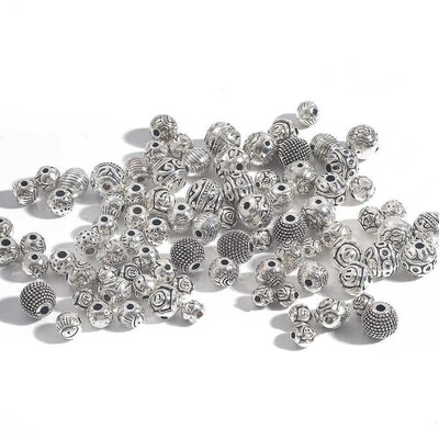 10-50pcs Antique Silver Plated Loose Spacer Rondelle Beads F