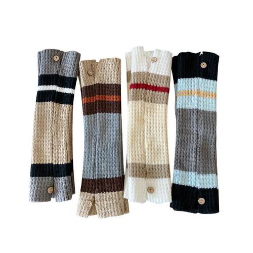 Kids Button Leg Warmers Color Block Retro Knit Boot Socks