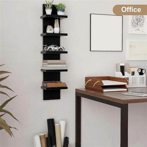 5 Tier Wall-Mounted Bookshelf Floating Shelves Wood Shelf De