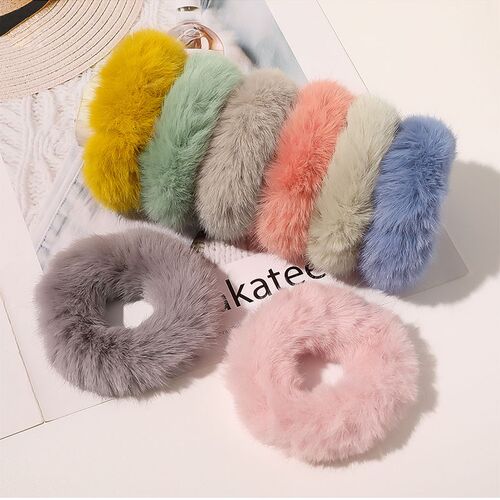 New Winter Elastic Hair Band Scrunchie Soft Faux Fur Women G