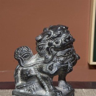 山西青石整石雕刻一对石狮子案头狮子摆件茶宠家用开门仿古狮子