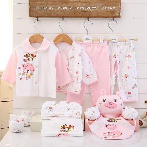 17pcs Newborn Baby Clothes Set Carton set with Gift Bag