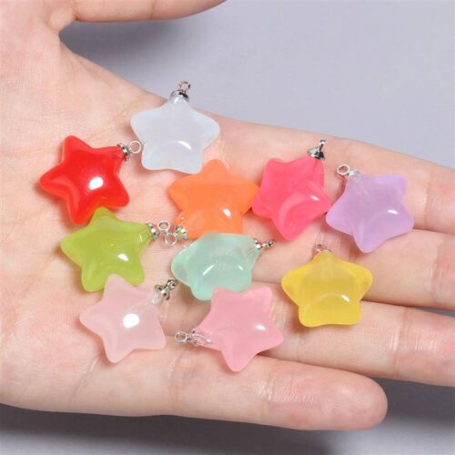 Colorful Star Charms Resin Candy Color Pendants Keychain Han