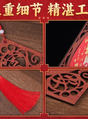 天官赐福门挂件桃木立牌挂画大门雕刻镂空牌匾解决门对门客厅玄关