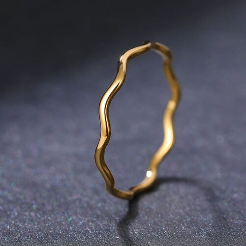 Stainless Steel Ring Minimalist Sea Wave Light Luxury Elegan