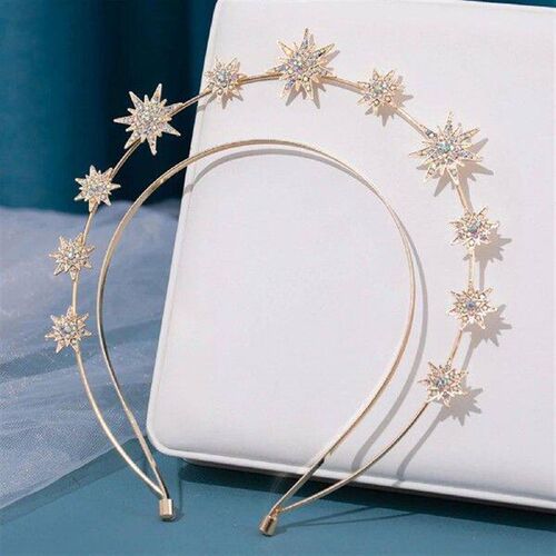 Star Hair Crown Headband Shiny Rhinestone Double Layers