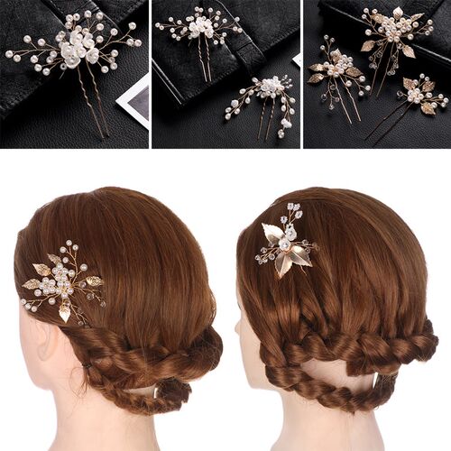 Women Pearls Hairpins Wedding Hair Clips Headpieces Hair For