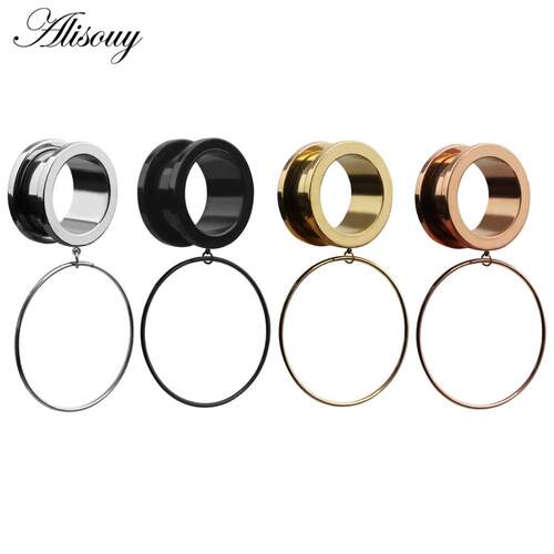 Alisouy 2pcs 6-25MM Stainless Steel Ear Plugs and Tunnels Da