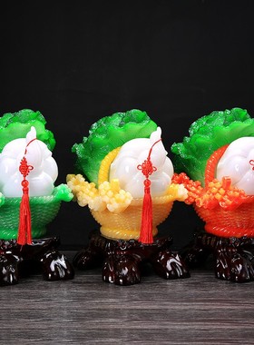 百财如意玉白菜摆件大客厅酒柜饭店铺收银台吧台摆设创意开业礼品
