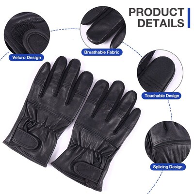 Sheepskin Driving Gloves Leather Mens Motorcycle Glove Warm