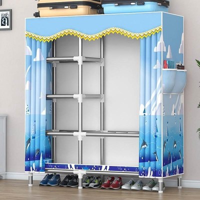 30不锈钢衣柜家用卧室不锈钢衣柜家用卧室加粗卧室人挂衣布