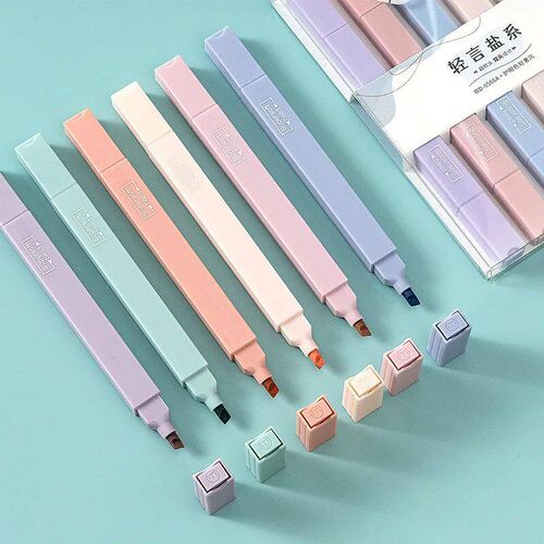 6 PCS Double Side Highlighter Pens Set Kawaii Colored Manga