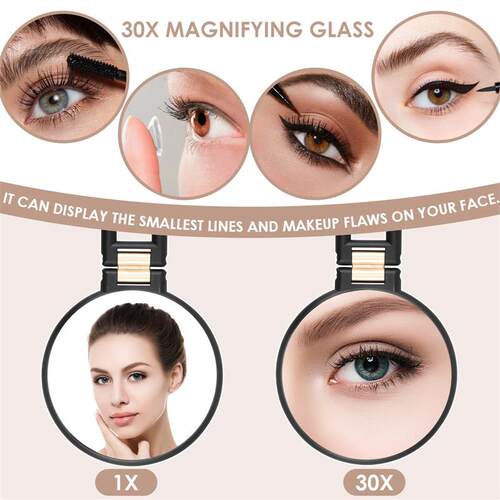 Magnifying Mirror, Hand Mirror with Handle, Double Sided Han