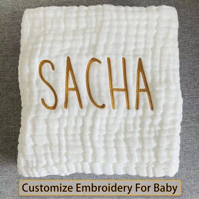 Blanket Customize Bebe Name 6 Layer Baby Bath Towel Cotton B