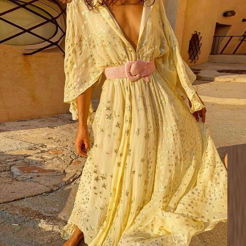 Women Elegant Long Dresses New 2023 Summer Fashion Bronzing图片