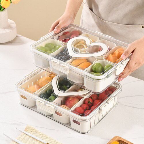 Divided Plate with Lid, Food Storage Box, Snack Box, 4/8 Gr